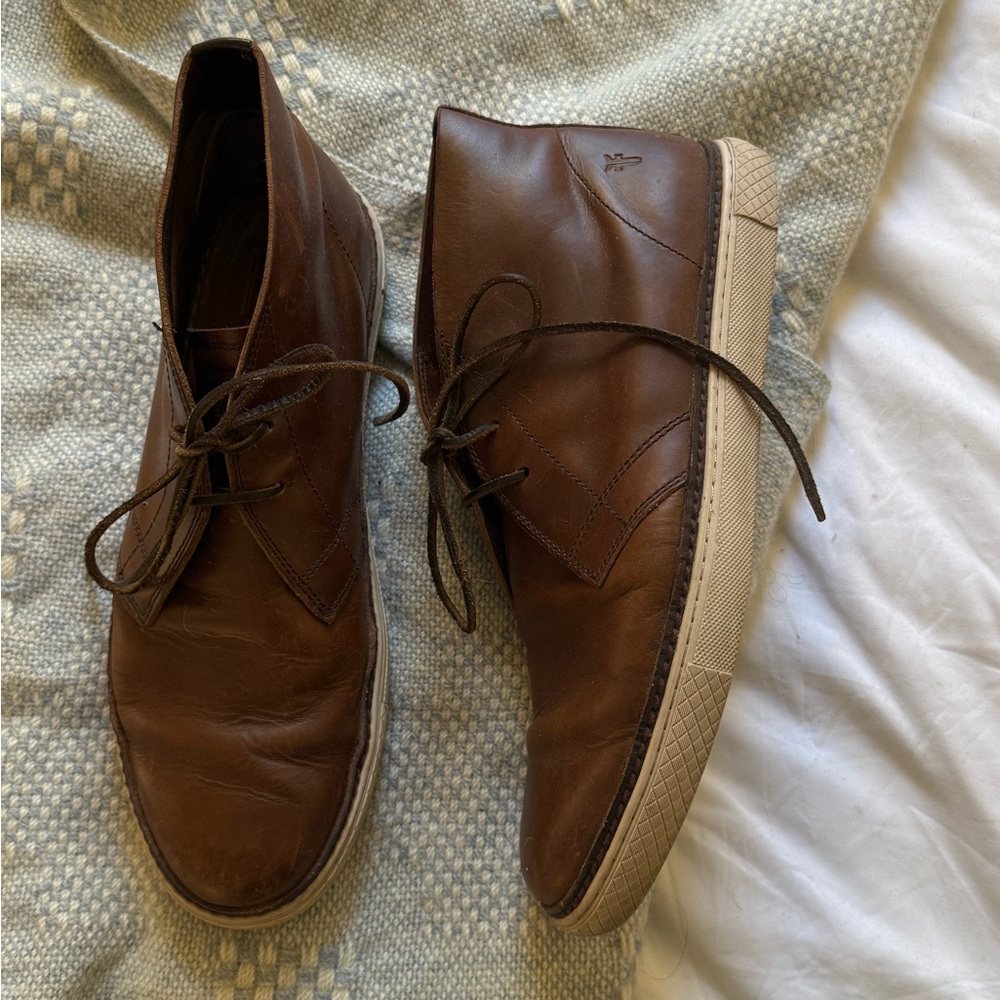 Frye Brown Leather Gates Chukka Boots in Whiskey Size 13